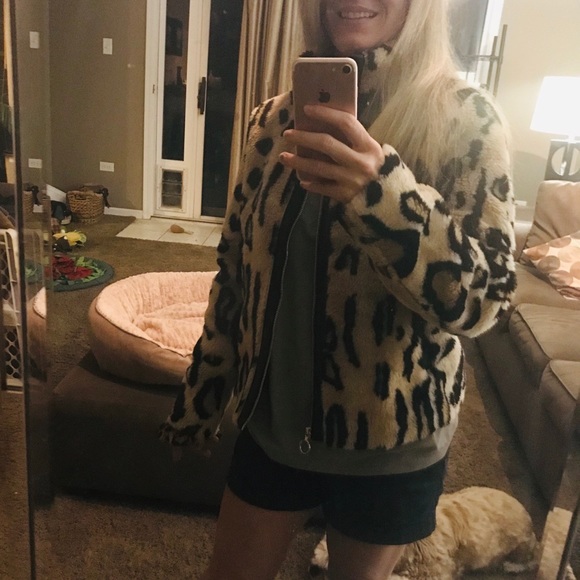 Express leopard print fur leather trim jacket NWT - Picture 10 of 12